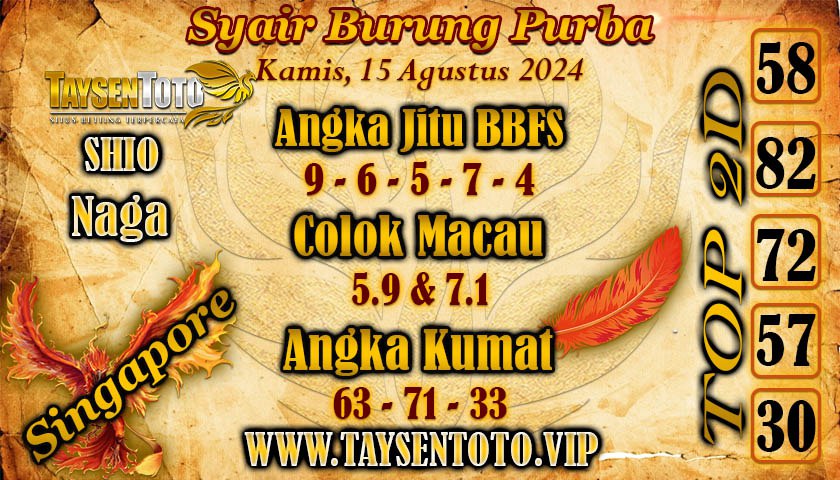 Syair Burung Purba SGP Hari ini 15 Agustus 2024