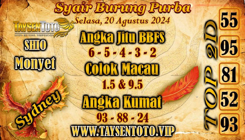 Syair Burung Purba Sydney Hari ini 20 Agustus 2024