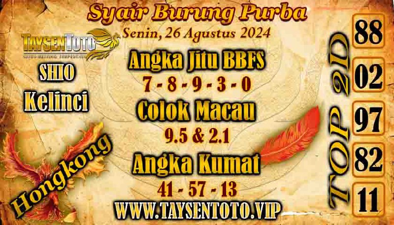 Syair Burung Purba HK Hari ini Senin 26 Agustus 2024