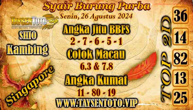 Syair Burung Purba Sydney Hari ini Senin 26 Agustus 2024