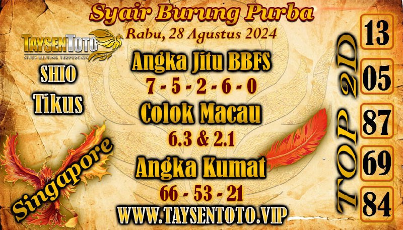 Syair Burung Purba Sydney Hari ini Rabu 28 Agustus 2024