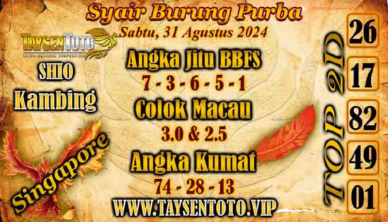 Syair Burung Purba Sydney Hari ini Sabtu 31 Agustus 2024