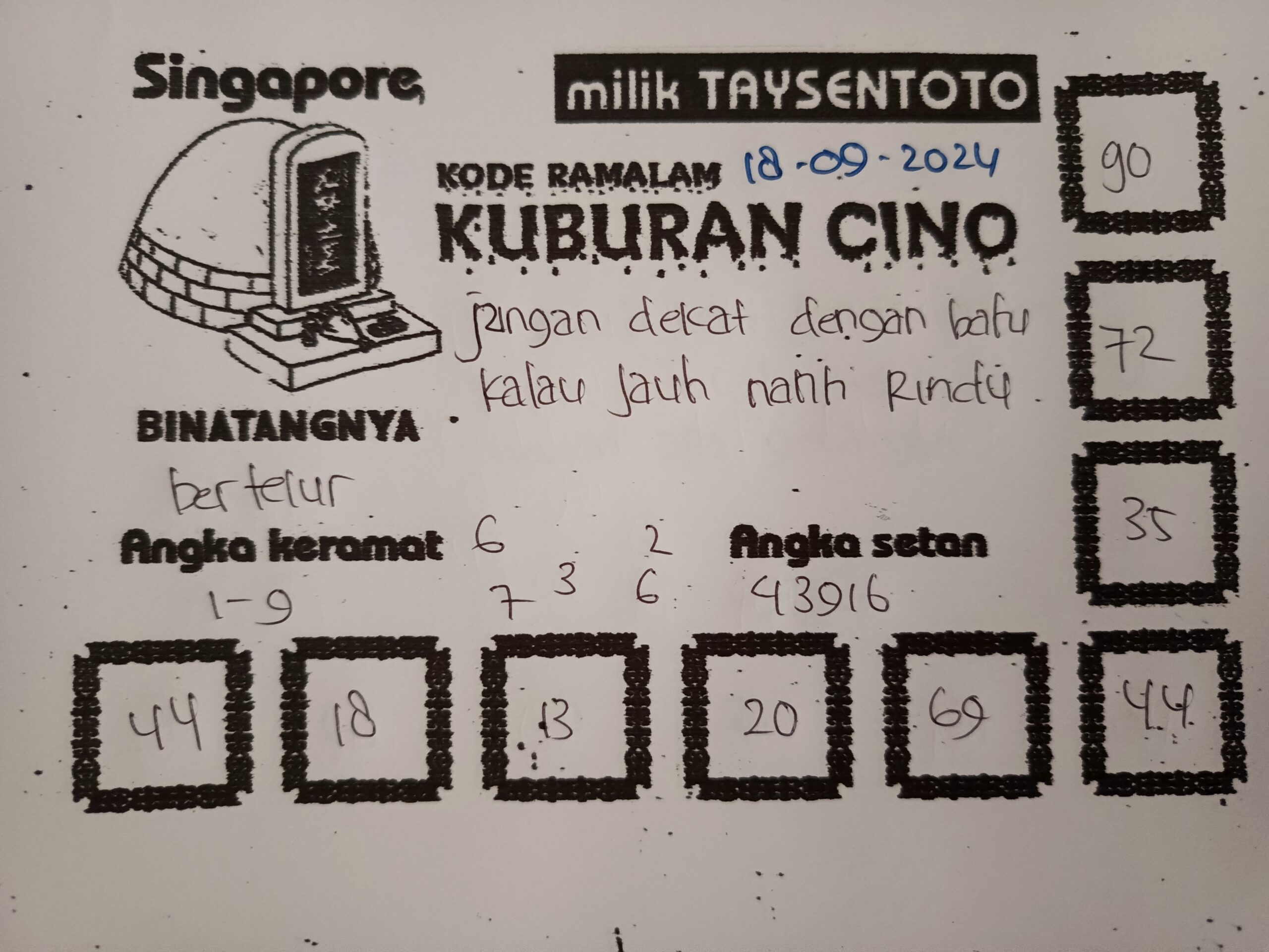 Syair Kuburan Cino SGP Hari ini Rabu,18 September 2024