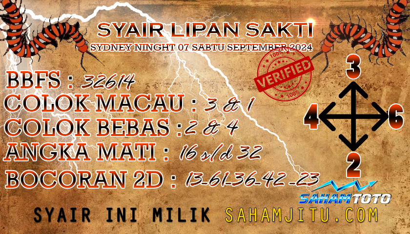 Syair Lipan Sakti Sydney Night Hari Ini Sabtu 07 September 2024