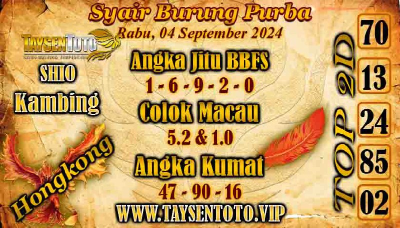 Syair Burung Purba HK Hari ini Rabu 04 September 2024