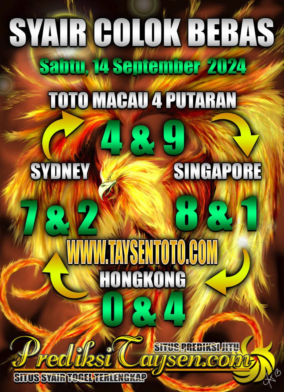 Syair Colok Bebas Toto Macau Hari Sabtu 14 September 2024