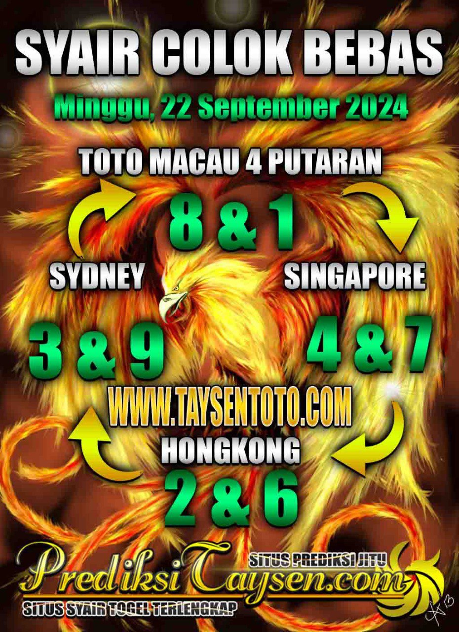 Syair Colok Bebas Toto Macau Hari Minggu,22 September 2024