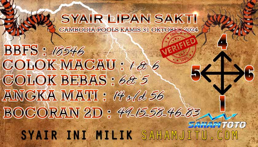 Syair Lipan Sakti CAMBODIA hari ini Kamis 31 oktober 2024