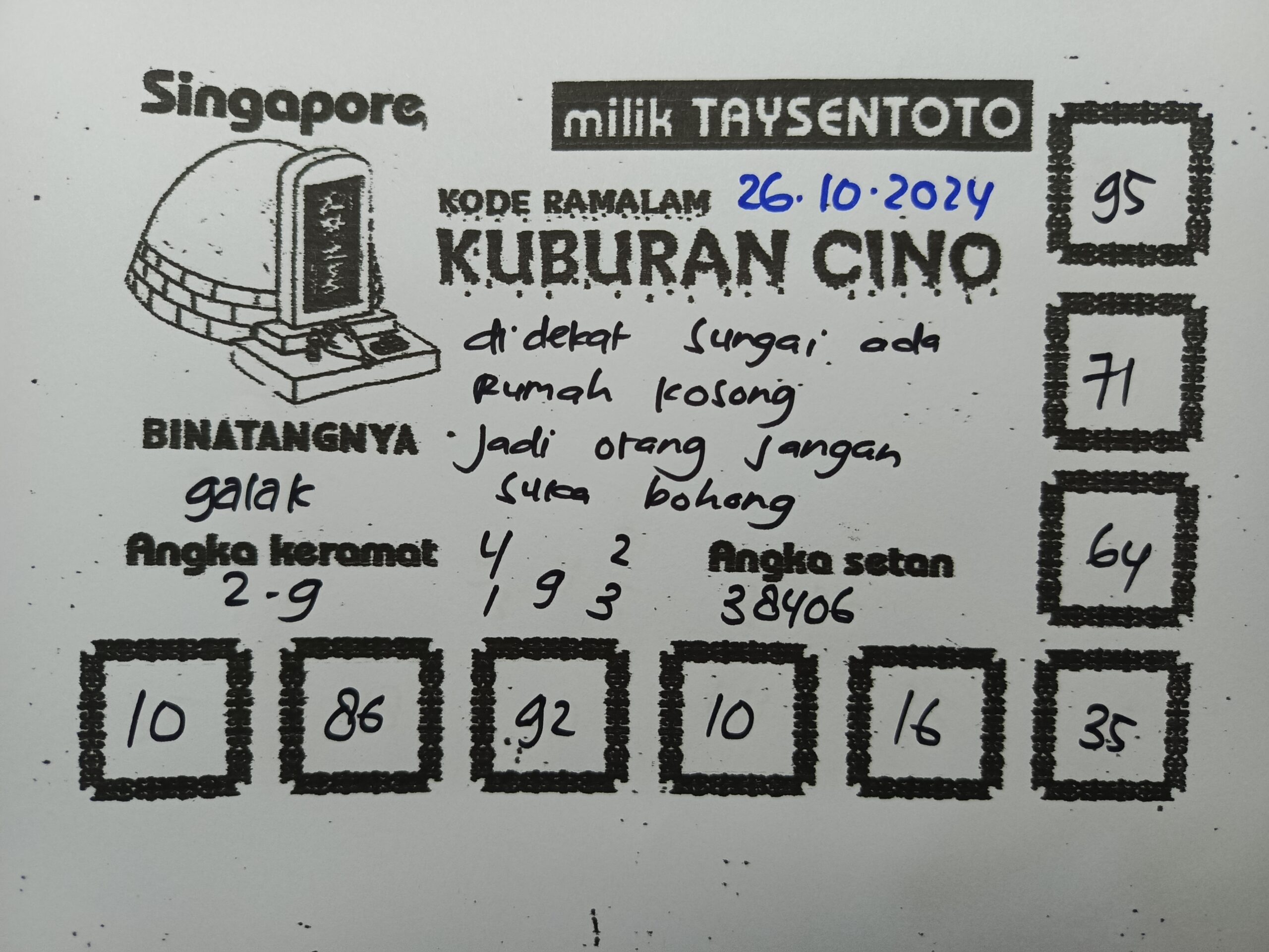 Syair Kuburan Cino SGP Hari ini Sabtu, 26 Oktober 2024