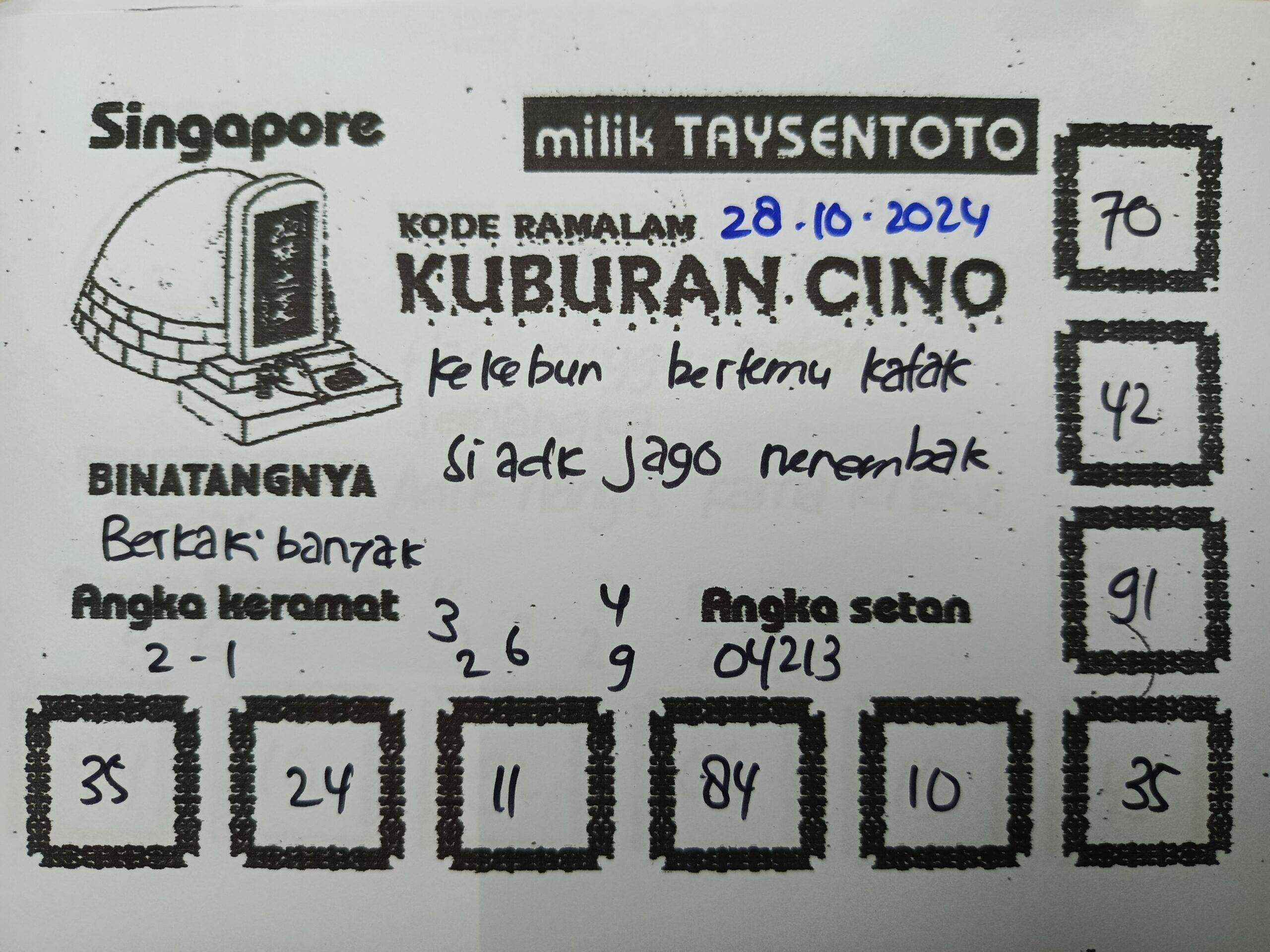 Syair Kuburan Cino SGP Hari ini Senin, 28 Oktober 2024