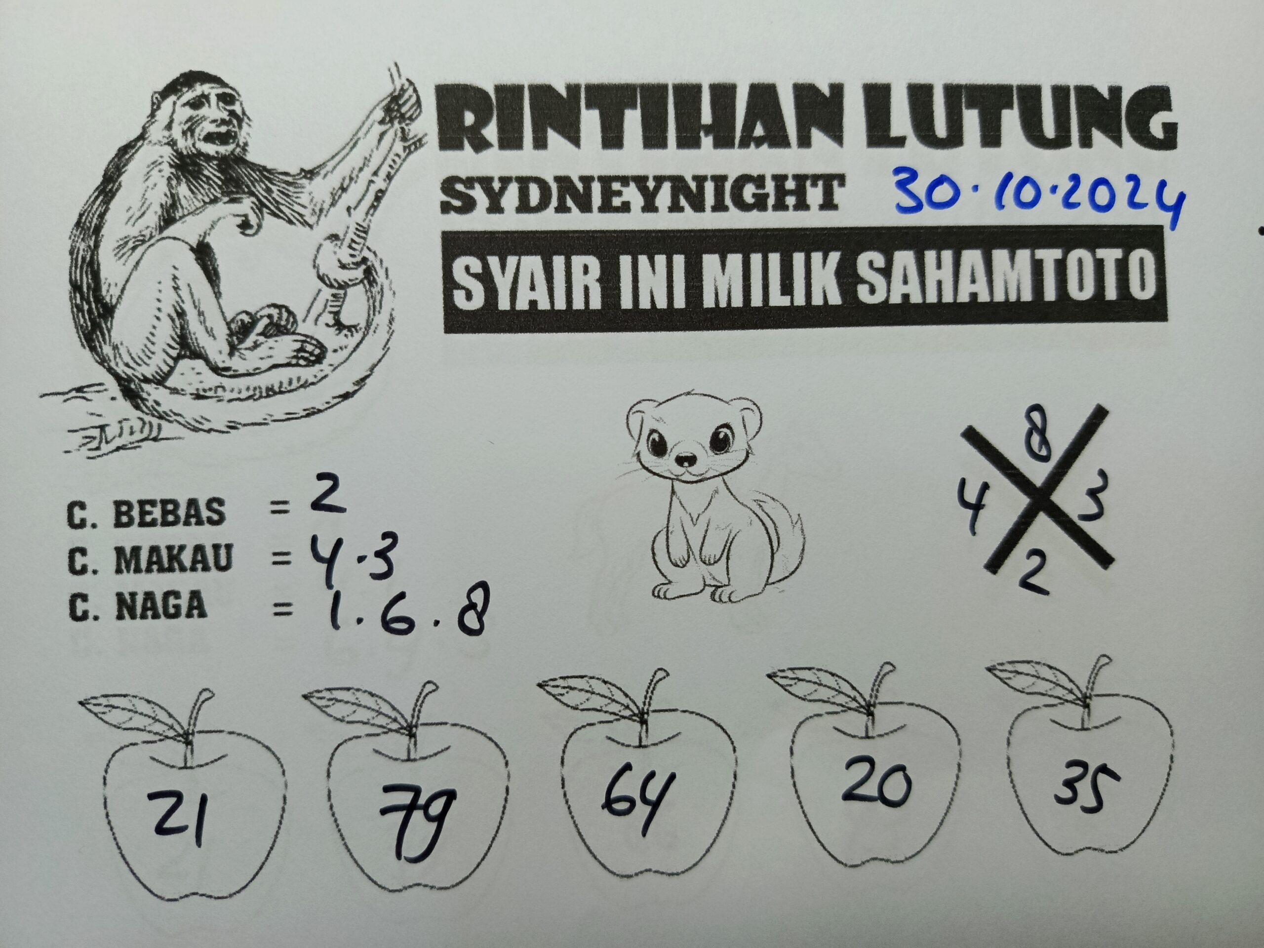 Syair Rintihan Lutung SYDNEY NIGHT hari ini Selasa 29 oktober 2024