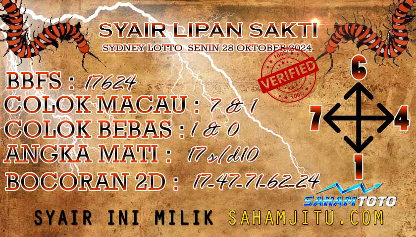 Syair Lipan Sakti Sydney Lotto hari ini Senin 28 oktober 2024