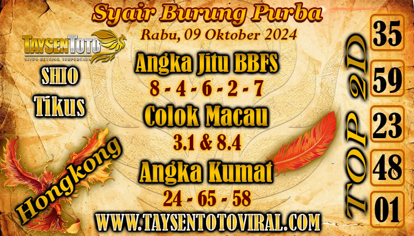 Syair Burung Purba HK Hari ini Rabu, 09 Oktober 2024