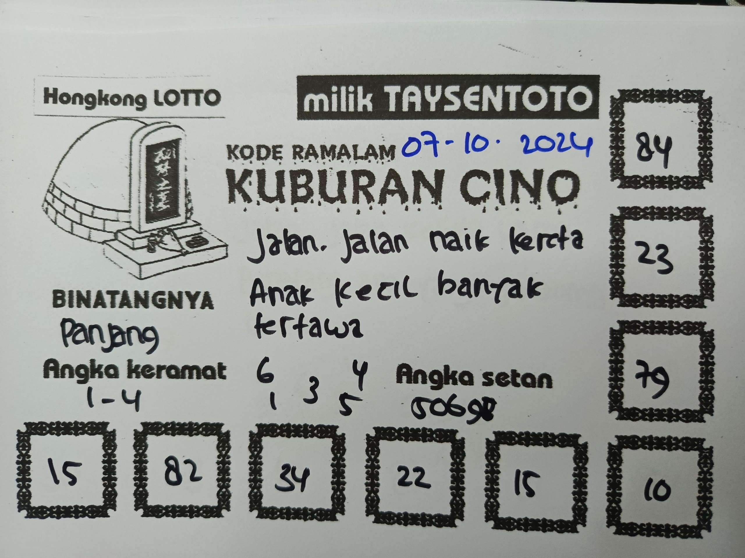 Syair Kuburan Cino HK Hari Ini Senin,07 September 2024