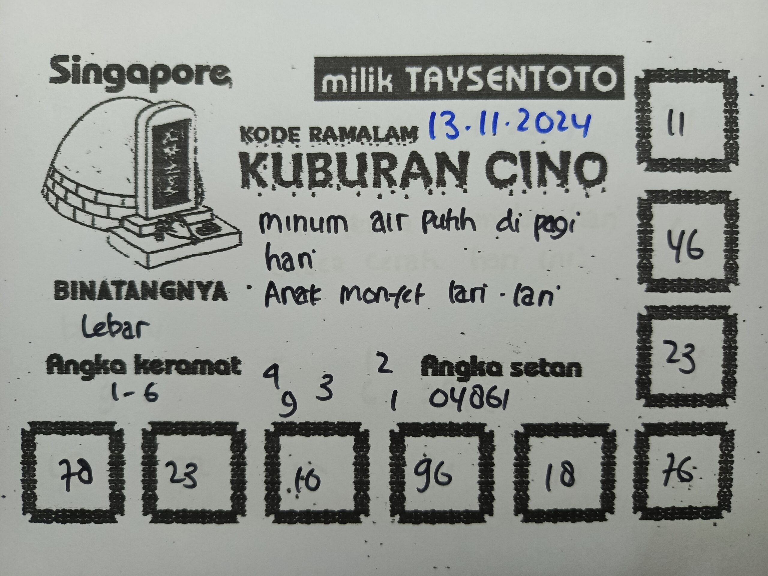 Syair Kuburan Cino SGP Hari ini Rabu, 13 November 2024