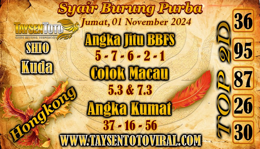 Syair Burung Purba HK Hari Jumat, 01 November 2024