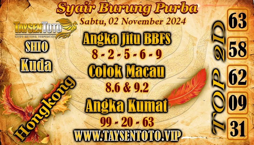 Syair Burung Purba HK Hari Sabtu, 02 November 2024