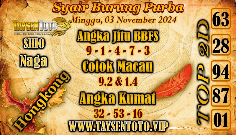 Syair Burung Purba HK Hari Minggu, 03 November 2024