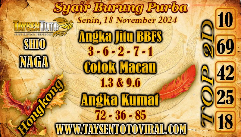 Syair Burung Purba HK Hari Senin, 18 November 2024