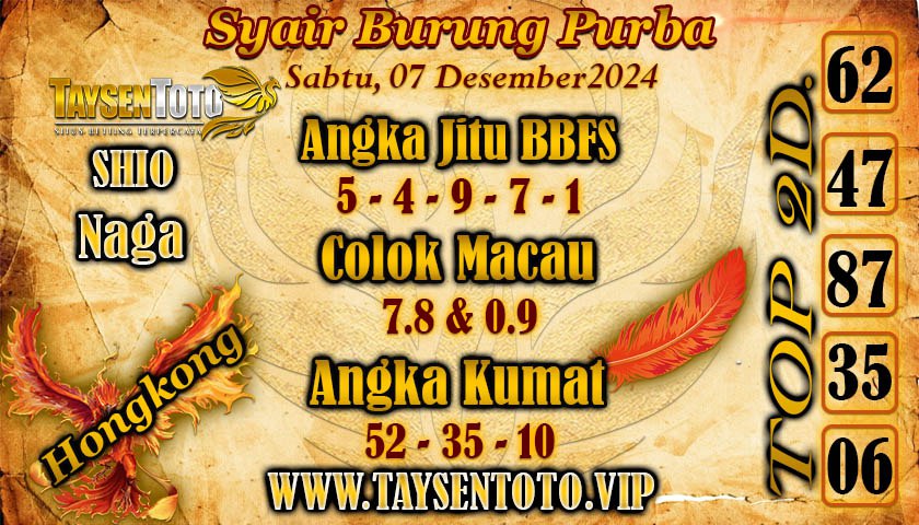 Syair Burung Purba HK Hari Minggu, 07 Desember 2024