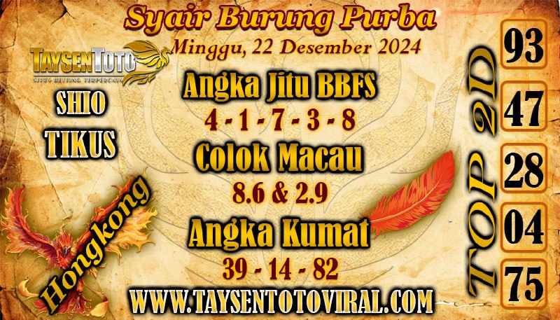 Syair Burung Purba HK Hari Minggu, 22 Desember 2024