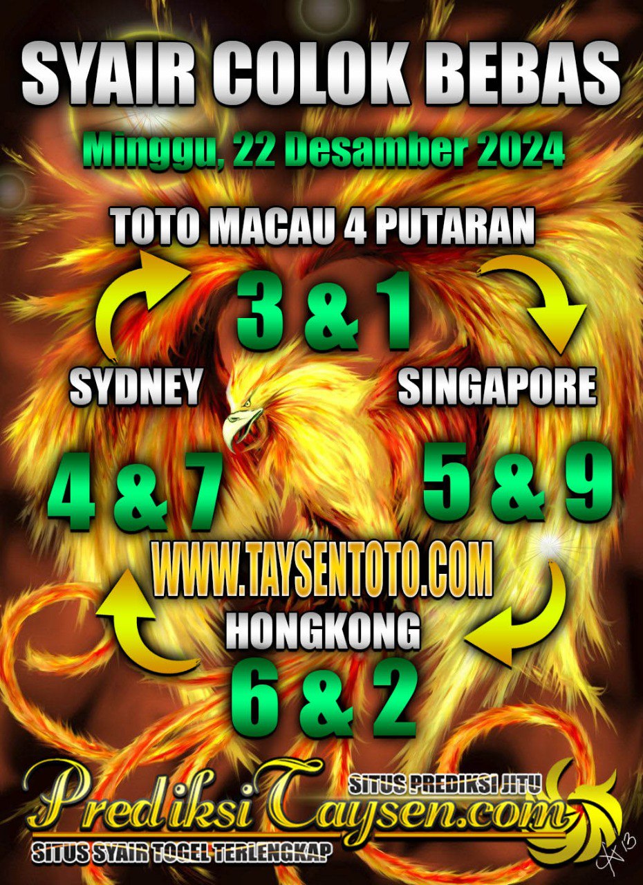 Syair Colok Bebas Hongkong lotto hari ini Minggu, 22 Desember 2024