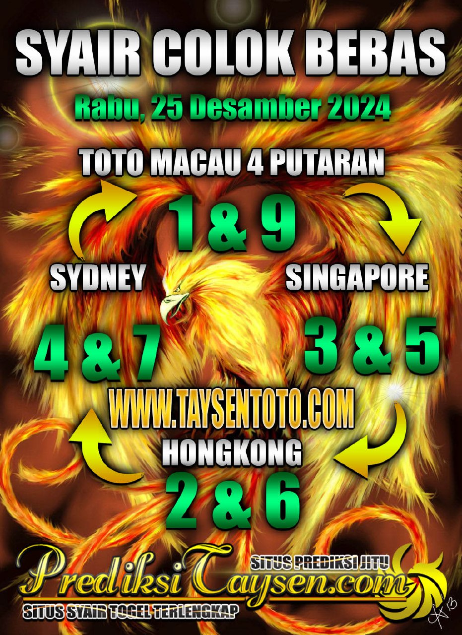 Syair Colok Bebas Hongkong lotto hari ini Rabu, 25 Desember 2024